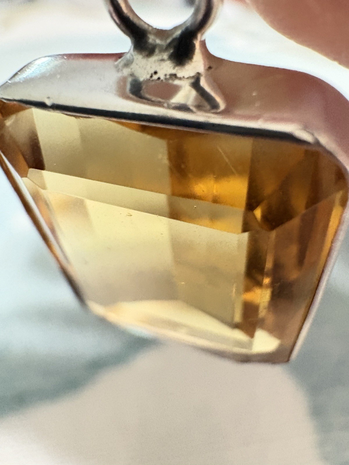 Sterling Silver Genuine 14Ct Emerald Cut Citrine Gemstone Pendant-Pendant Only