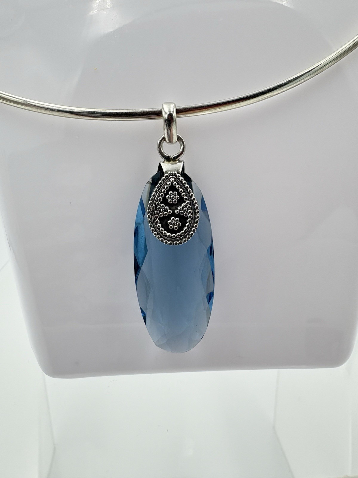 Sterling Silver Genuine 18CT Tanzanite Gemstone Teardrop Pendant-Pendant Only