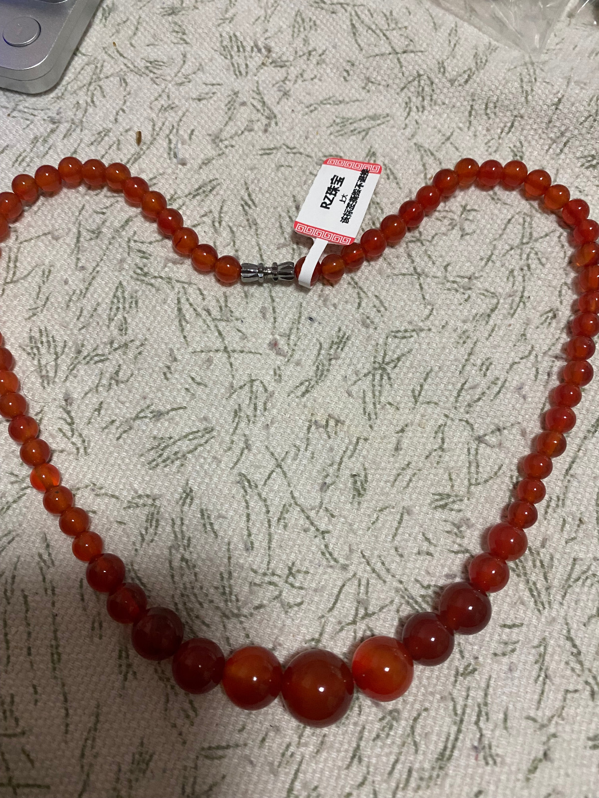 NEW35gCERTIFIED 18″ *RARE*GORGEOUS RED CARNELIAN JADE稀有天然玛瑙红玉 NECKLACE
