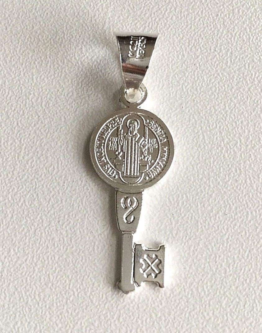 STERLING SILVER SAINT BENEDICT KEY/925-PLATA MEDALLA DE SAN BENITO LLAVE – 32mm