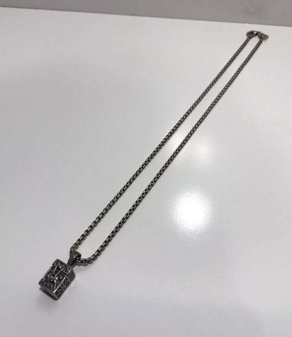 DAVID YURMAN 925 Box Chain w/14k Yellow Gold DY Logo & Unbranded Box Pendant