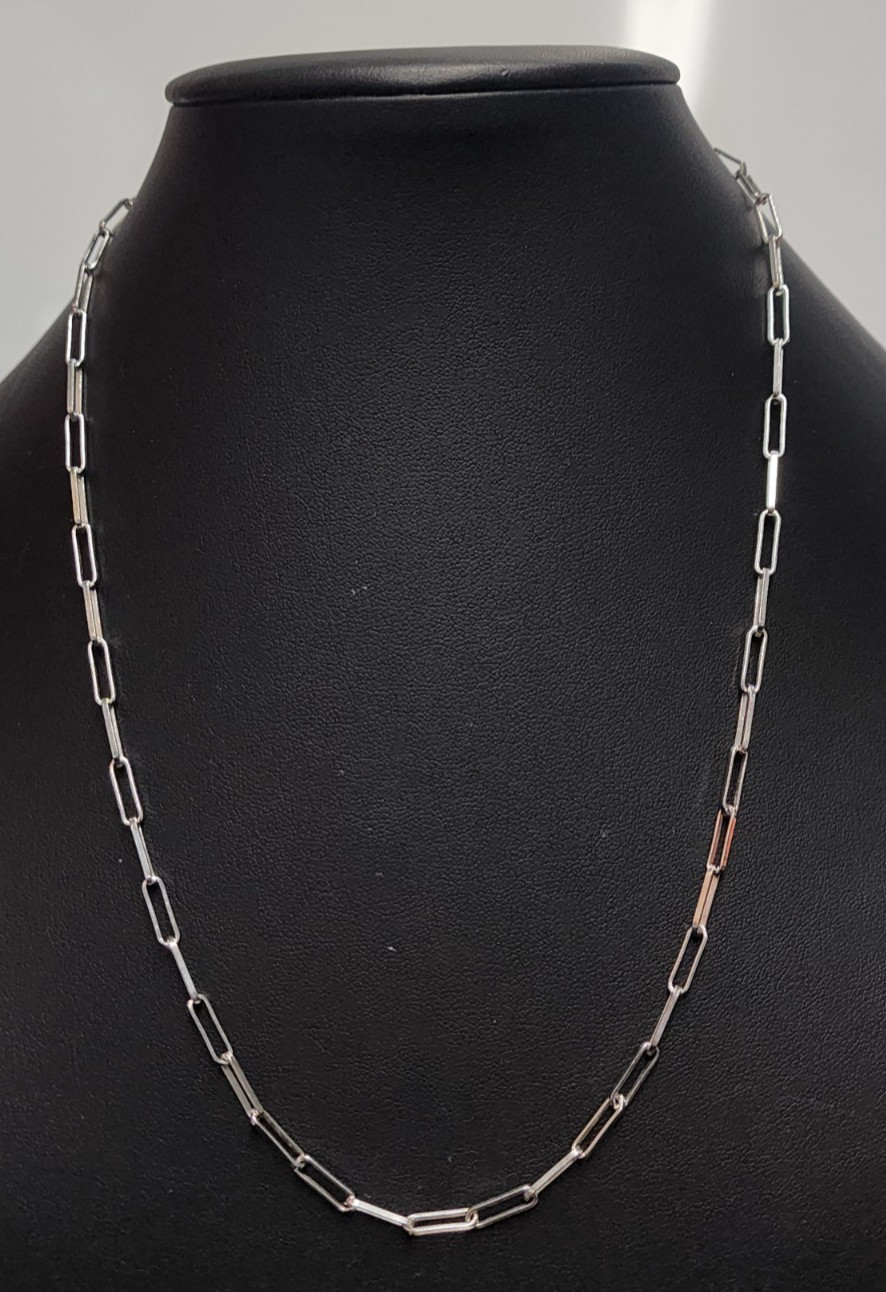 Shop LC Italian 3mm Paper Clip Chain Sterling Silver 7.8g Necklace 20″