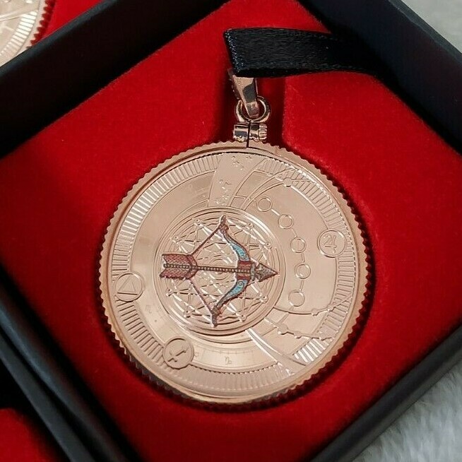2021 Zodiac Silver Coin Pendant .999 Fine Silver | Rose Gold Bezel | COA 1 /999