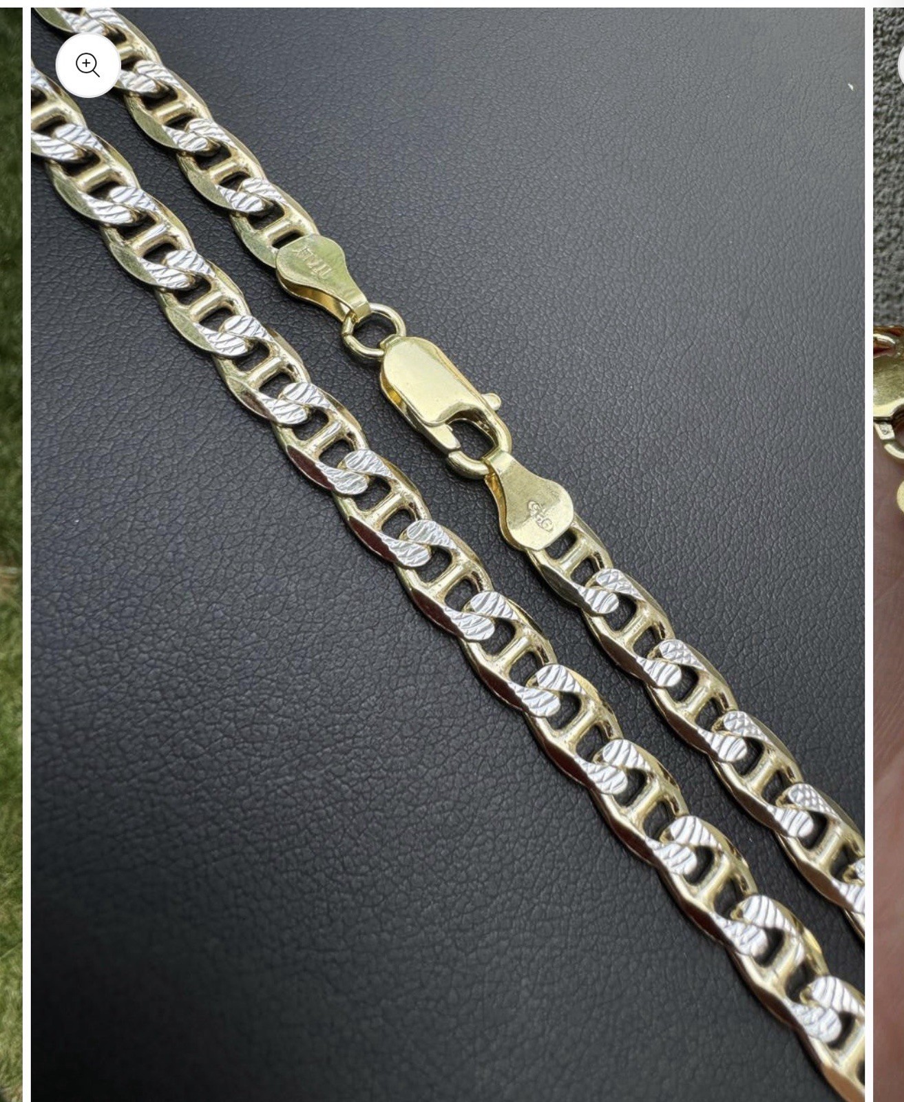 Mariner Link Chain Two Tone Diamond Cut 14k Gold Vermeil 925 Silver 3.5mm