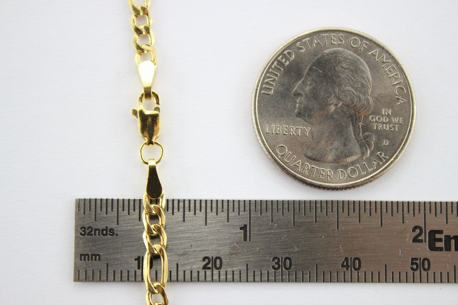 Authentic 14K Yellow Gold Hollow Figaro Chain Necklace 1.9mm-7.5mm 16″~30″
