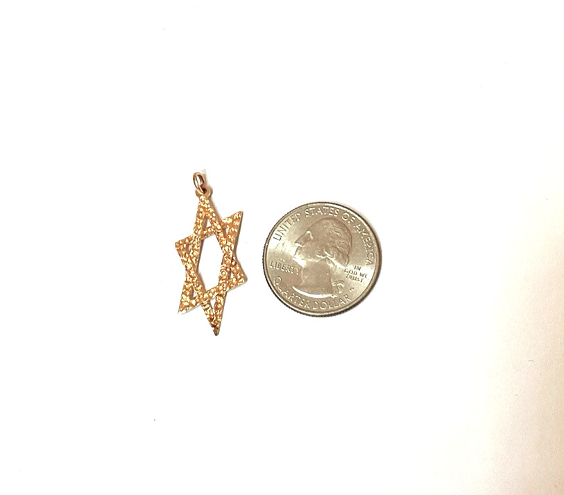 14K Yellow Gold Brushed Star of David Jewish Religious Pendant – Excellent