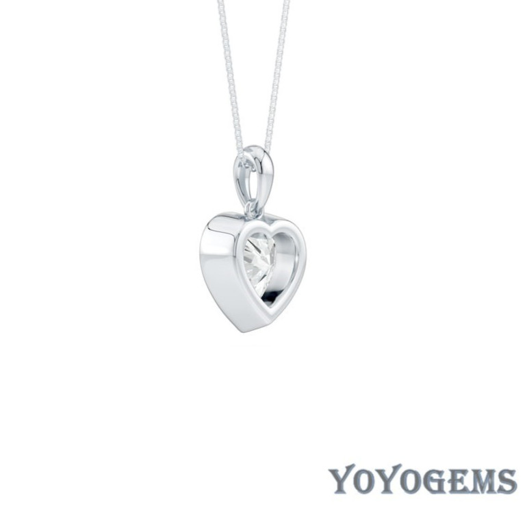 Moissanite Solitaire Wedding Pendant VVS1 Heart Cut 2.10 CT Solid 14K White Gold