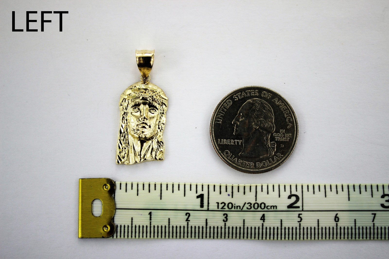 10K Yellow Gold Jesus Face Pendant Charm Diamond Cut 5 Sizes