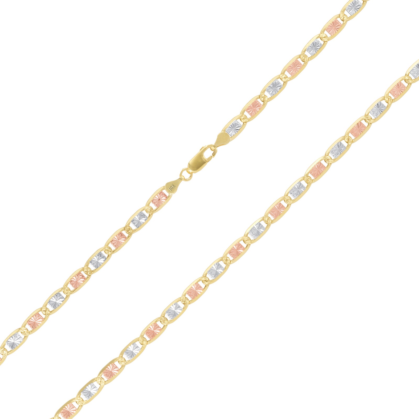 10K Yellow Rose White Gold 1.5mm-5mm Valentino Chain Necklace Bracelet 7″- 26″