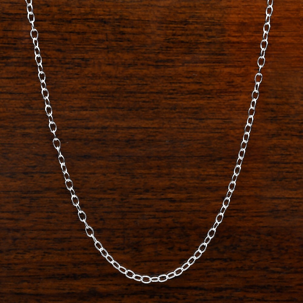 18″ Sterling Silver Rolo Chain Necklace – Strong, Shiny Oval Link Design DGC1023