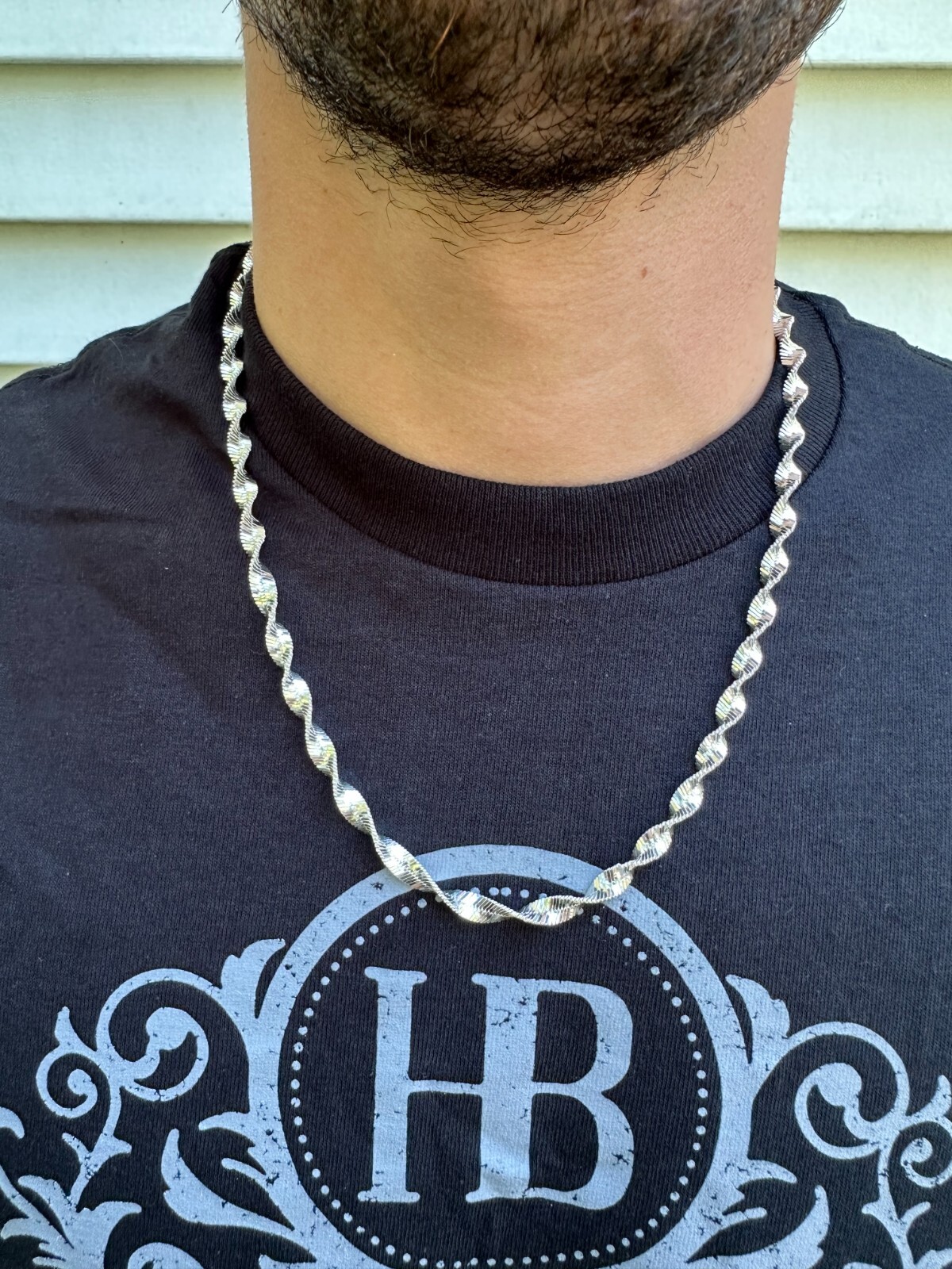 Real 925 Sterling Silver 6mm Loose Singapore Rope Chain Necklace Herringbone