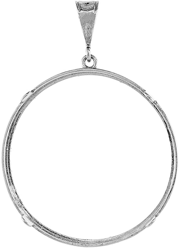 Solid Sterling Silver Mexican Cien Pesos Bezel Diamond Cut 39mm Coins Prong Back