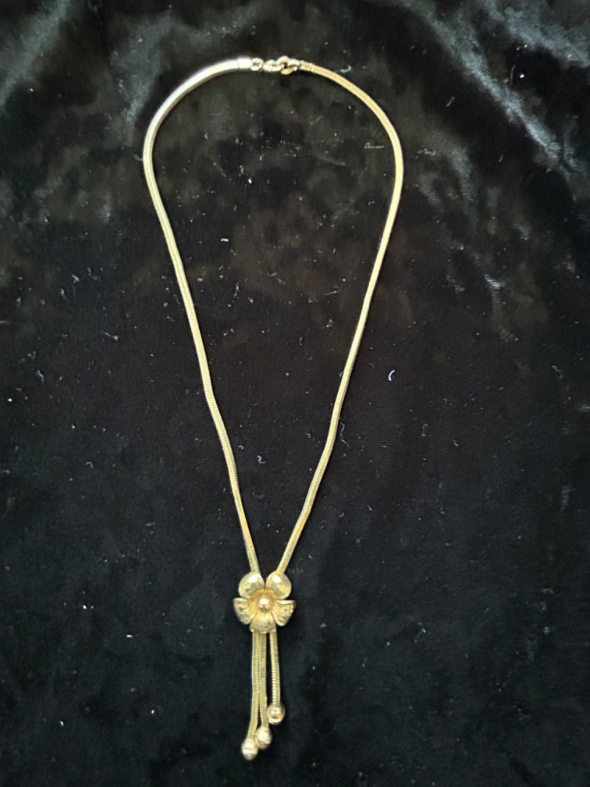 Forstner Bolo Bolero Style Necklace 1/20 12K G.F. with Flower &Herringbone Chain