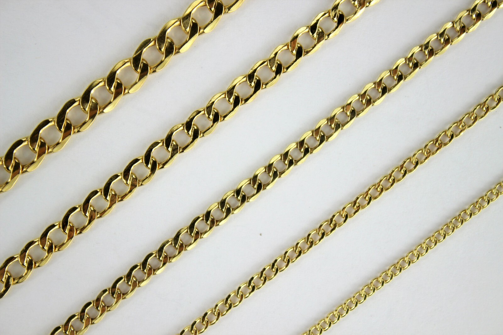 10K Yellow Gold Curb Cuban Chain Link Pendant Necklace 2mm ~ 7mm 16″~30″