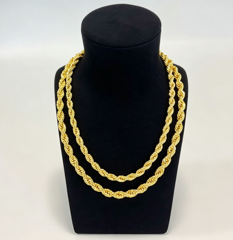 Real 14K SOLID Yellow Gold Rope Chain 1.5-9mm 20-26Inches necklace Lobster Lock