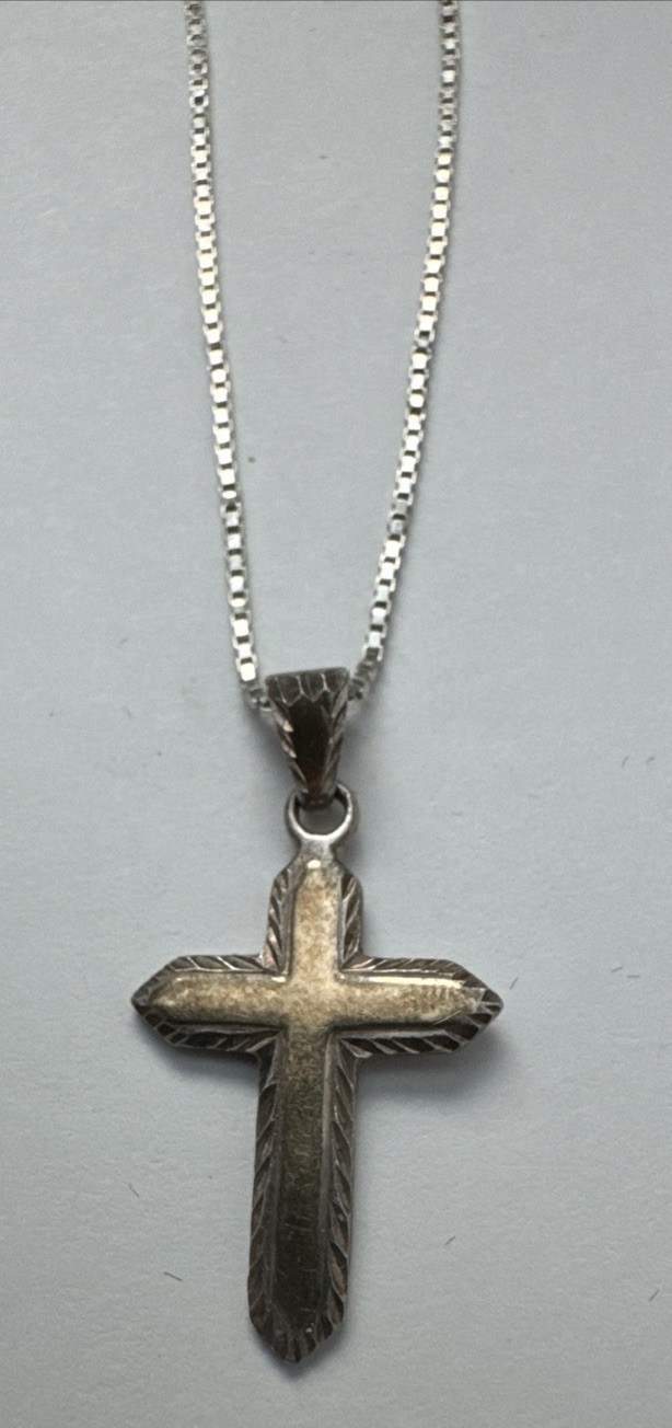 925 Sterling/ 14k Gold Cross Pendant Thailand on 20” 925 Sterling Italy Chain SU