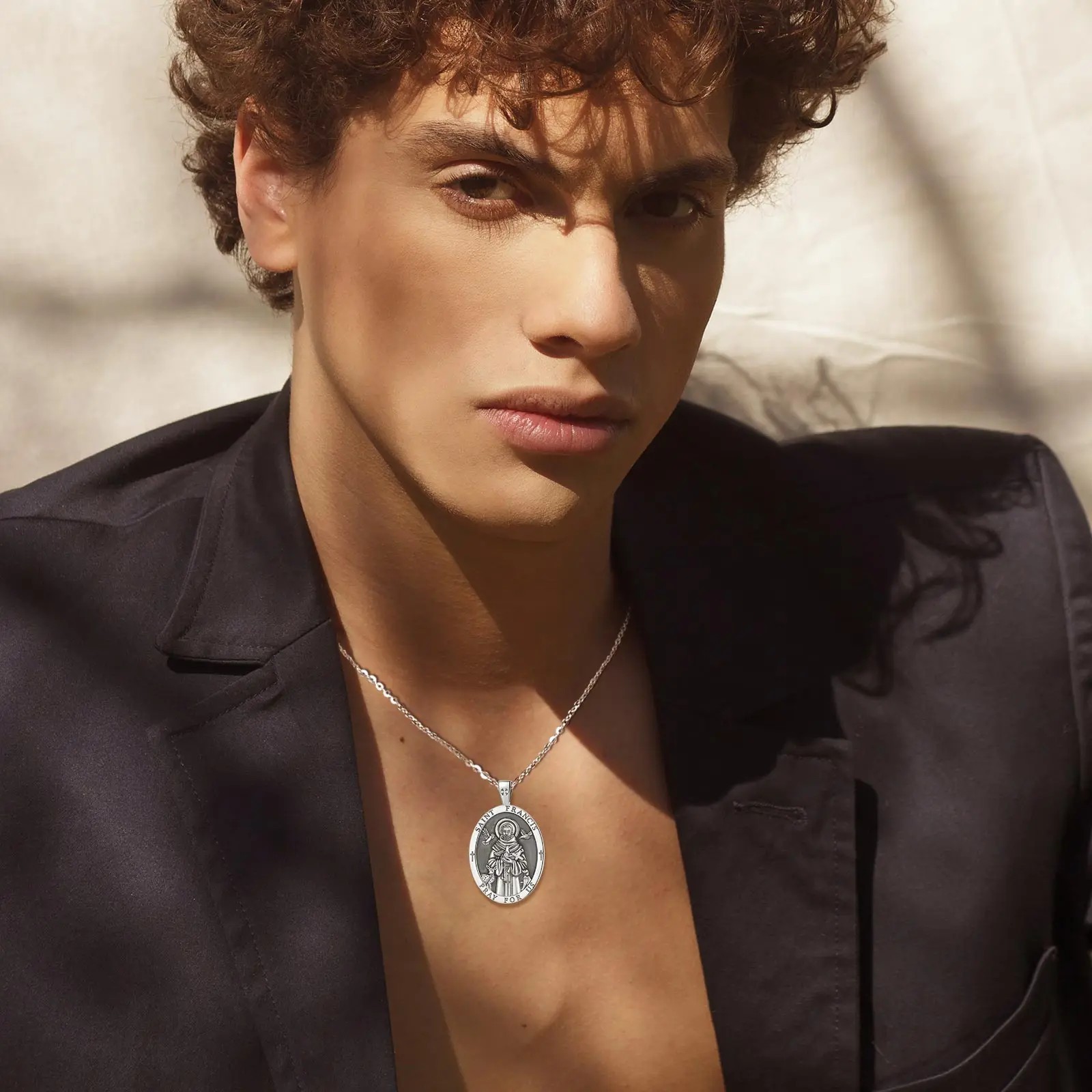 925 Sterling Silver Two-Sided Saint Francis Necklace