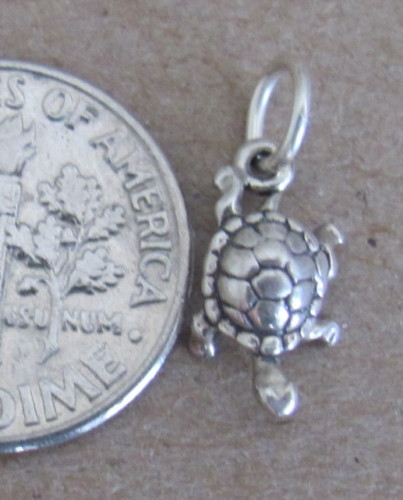 Very small Sterling Silver Turtle mini tiny charm.