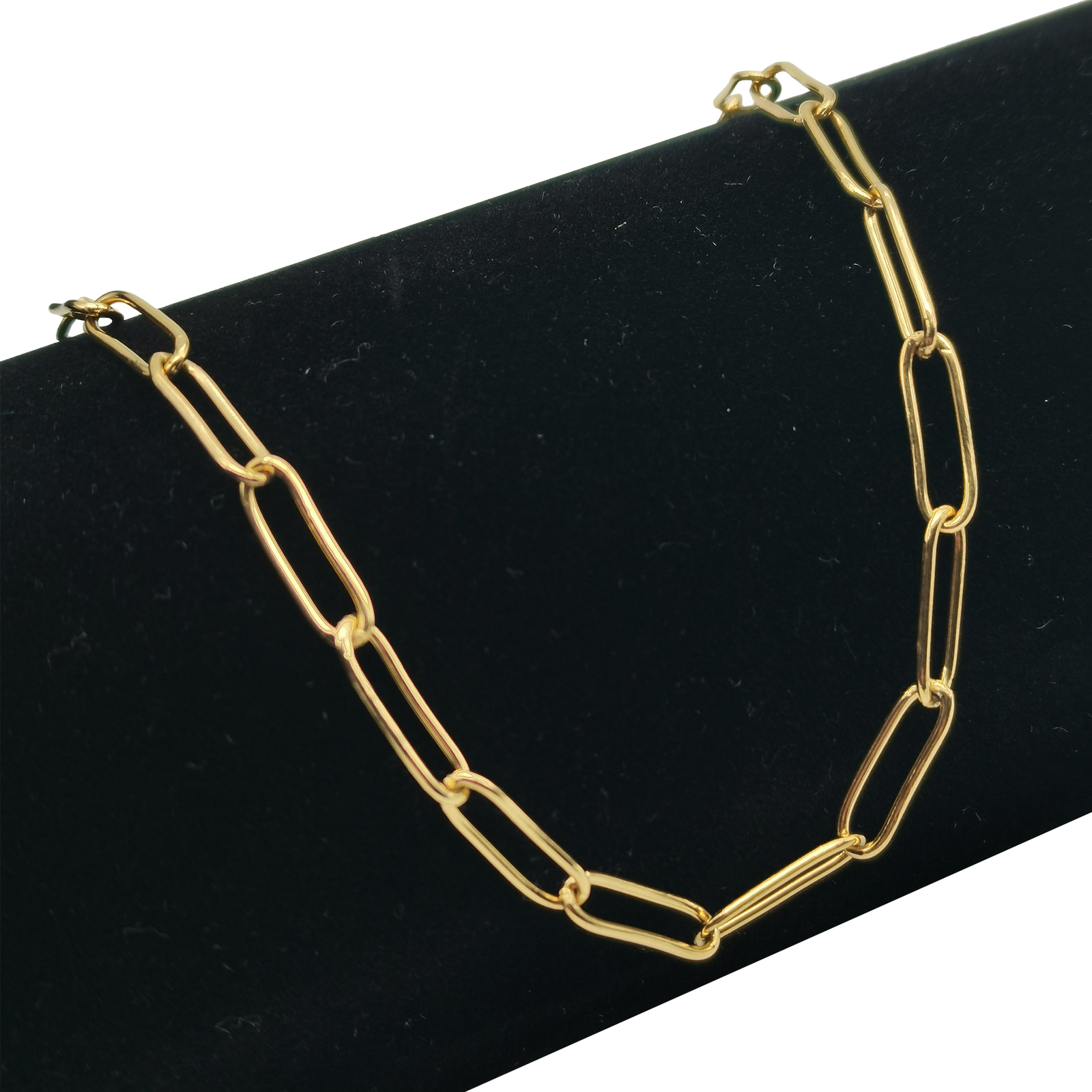 18K Gold Filled Nickel-Free Elegant 3.5mm Paper Clip Link Chain Necklace 16″-24″