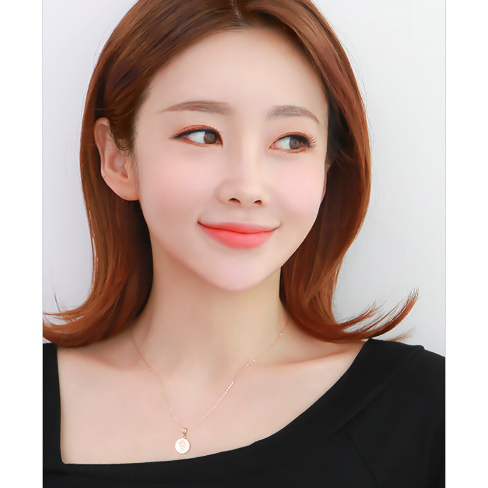 14K Genuine Yellow Rose Gold Elizabeth Coin Pendant Necklace 18″ Korean