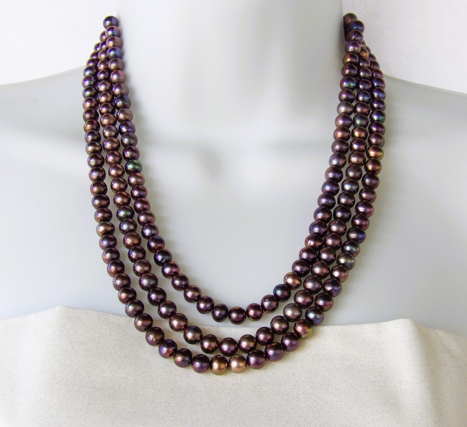 20 inches long Dark Potato Layered Genuine Freshwater Pearl Necklace NK971