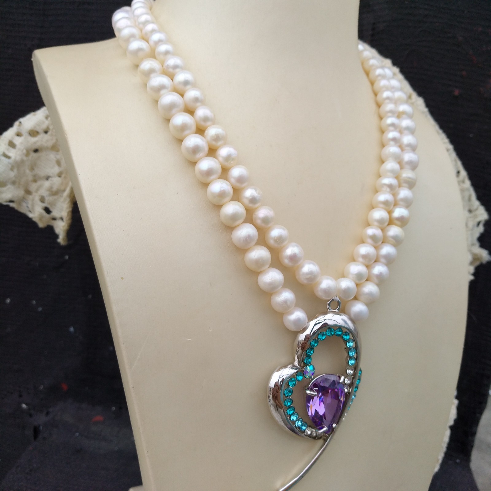 Classic Double Strands AAA 6-7mm South Sea White Pearl Necklace Design Pretty