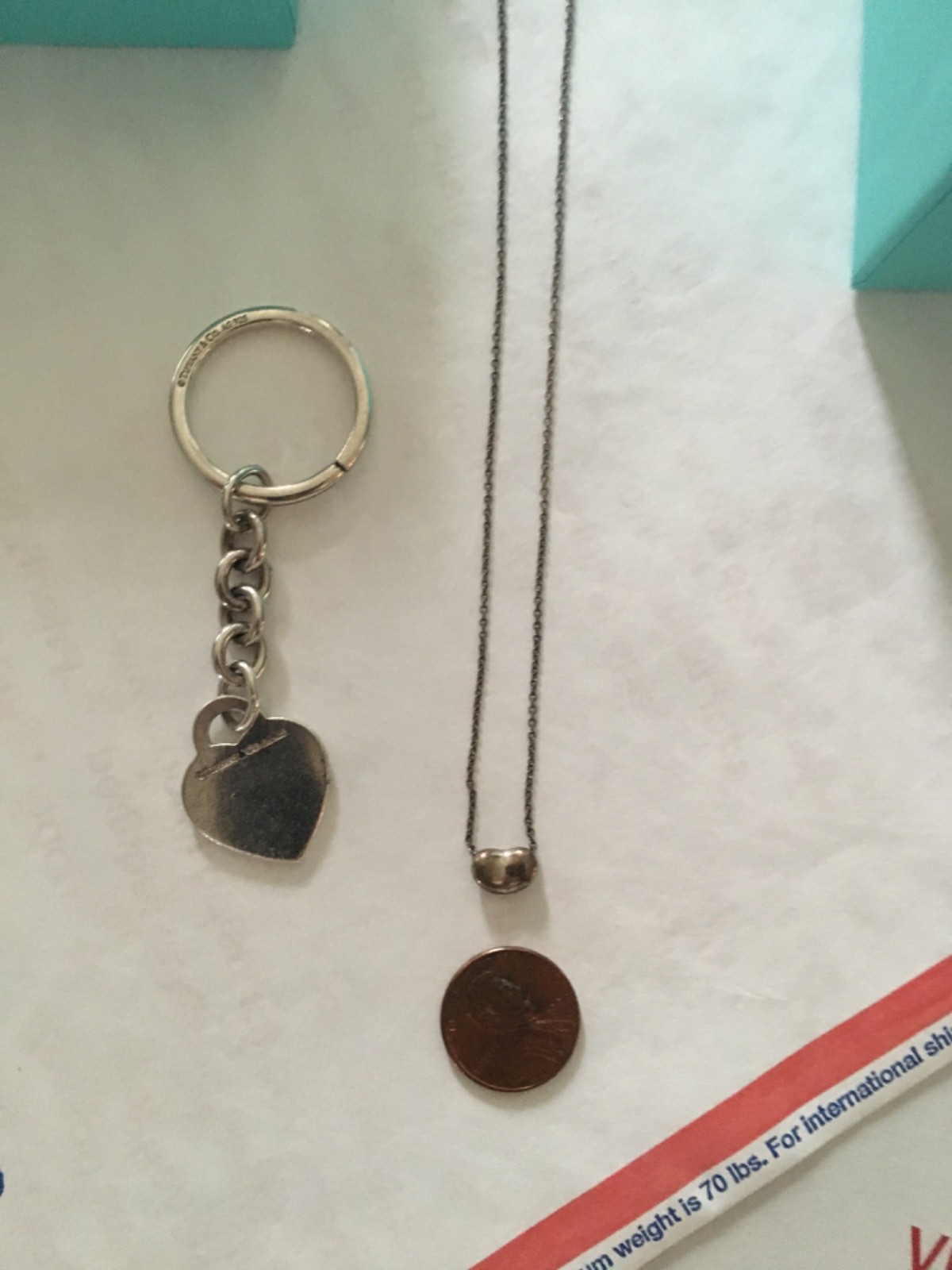 smaller TIFFANY PERETTI SILVER bean necklace & tiffany siver key chain