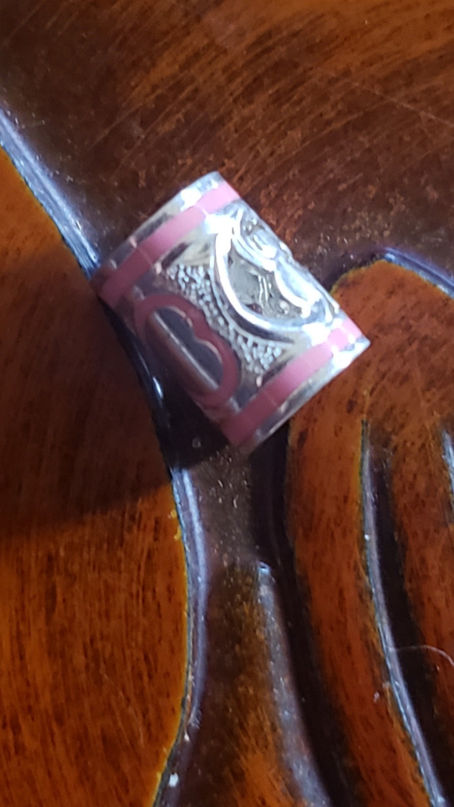 Hawaiian Baby Silver Initial Pendant Enamel Heart 8mm X 6mm Slide Blue Or Pink
