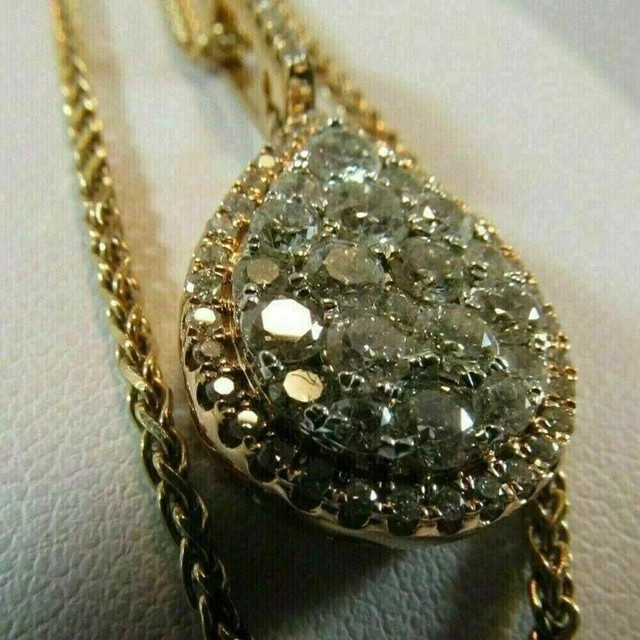 Real Moissanite 2Ct Round Cut Women’s Pendant 14K Yellow Gold Plated Free Chain