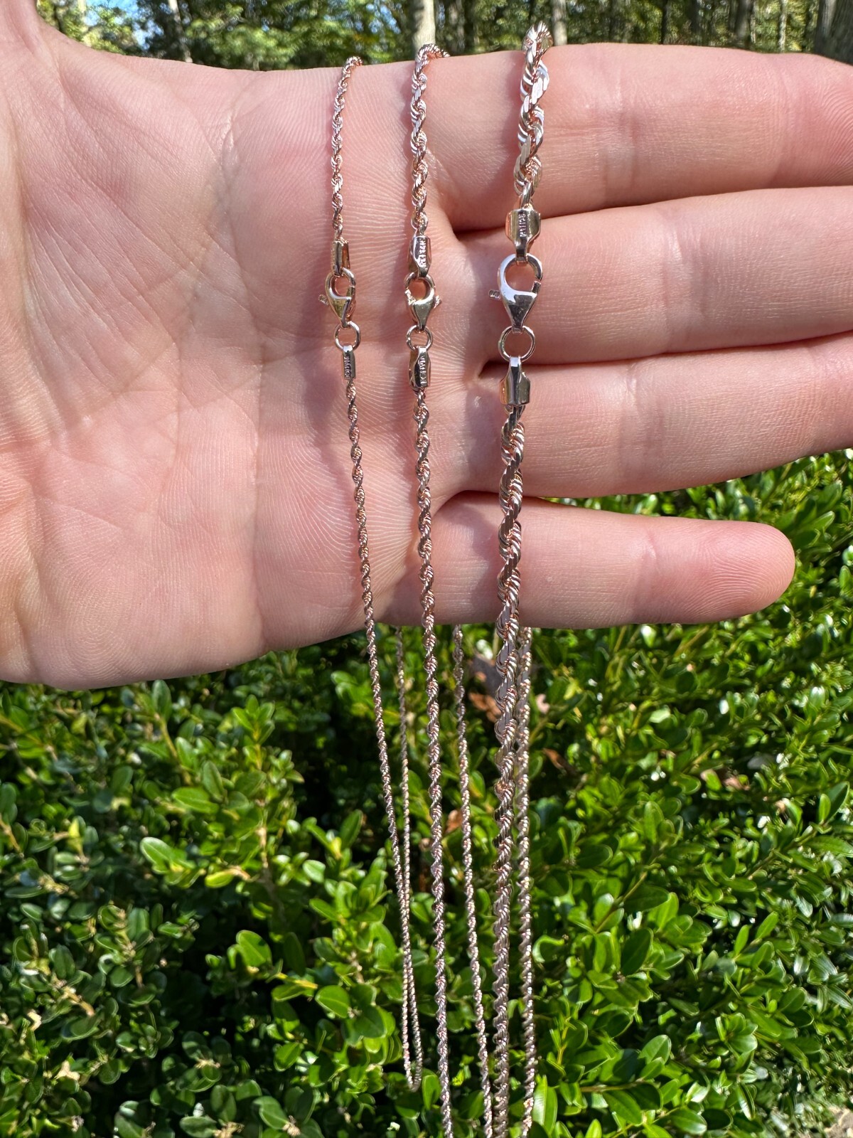 Solid 14k Rose Gold Men’s Women’s Real Rope Chain Necklace 1.5mm-4mm