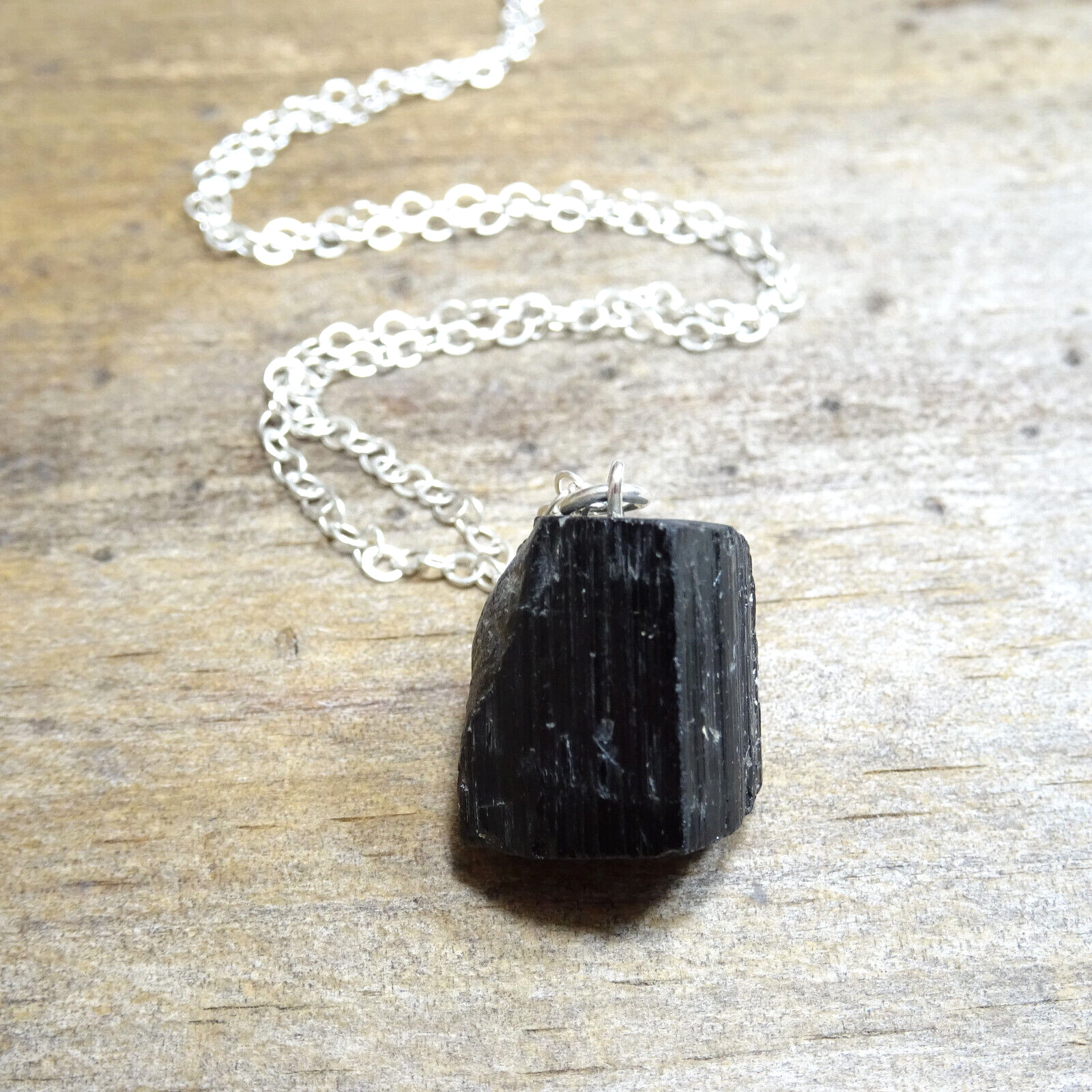 Crystal Raw Black Tourmaline Necklace Root Chakra Jewelry 925 Silver Chain Video