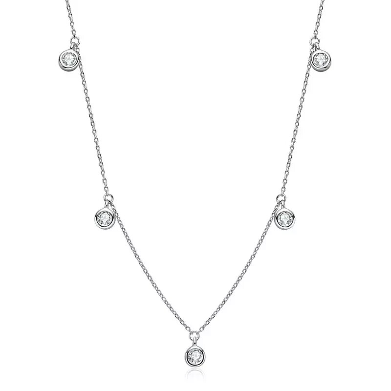 3.00 Ct Round Cut Real Moissanite Women’s Necklace 14k White Gold Plated