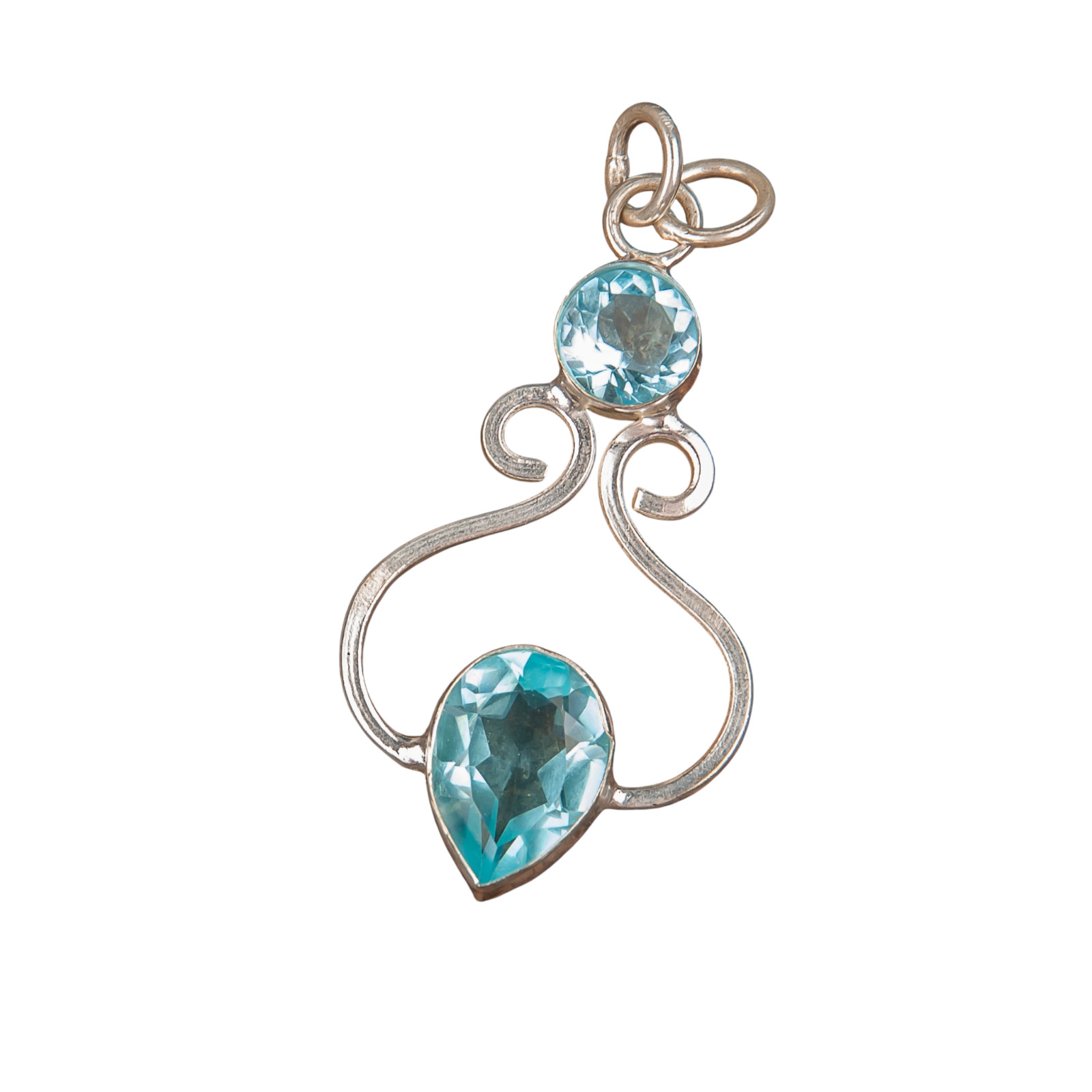 Sky Blue Topaz Gemstone 925 Sterling Silver Necklace Pendent 1.60″ Gift For Wife