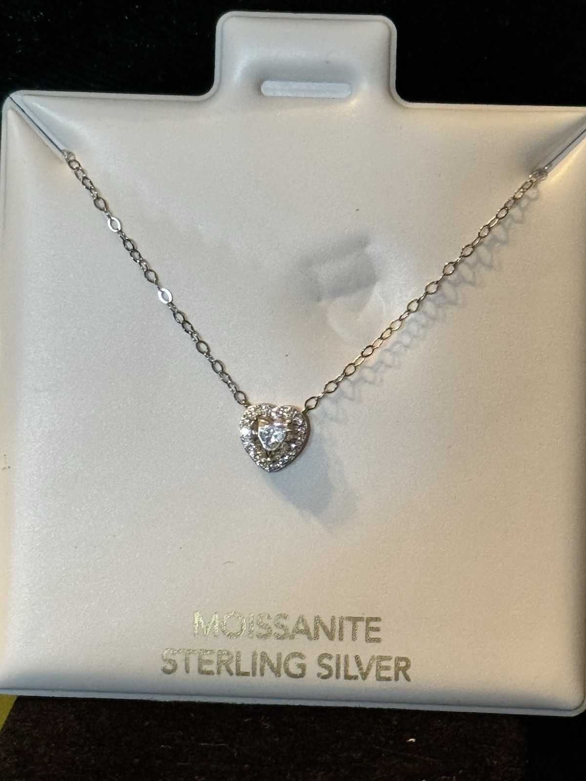 Moissanite Heart Pendant Necklace White/Colorless 925 Silver Cable Chain GRA