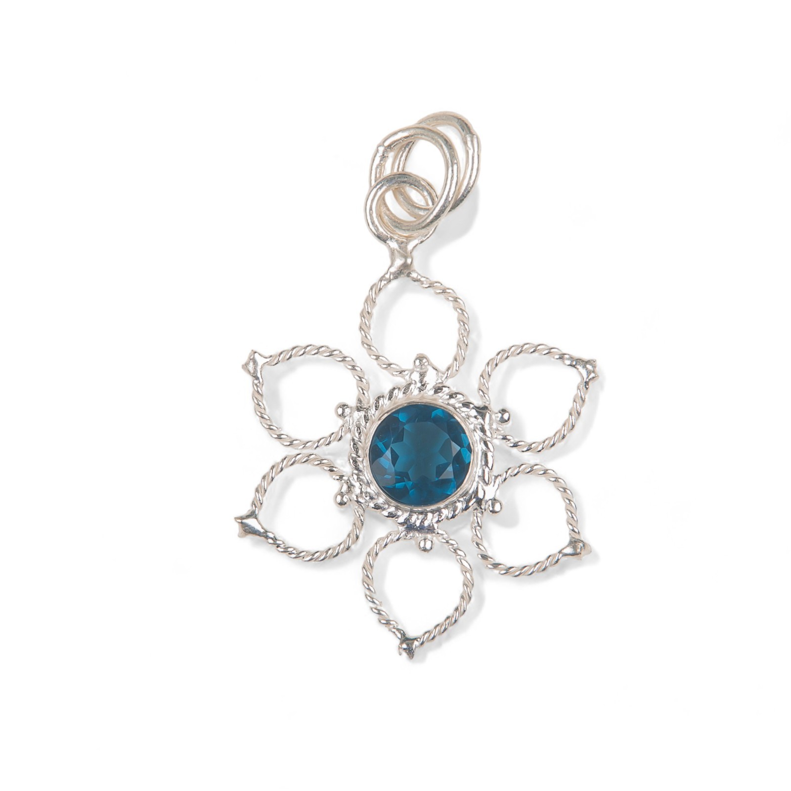 925 Silver London Blue Topaz Gemstone Jewelry Handmade Boho Pendant 1.44″For Her