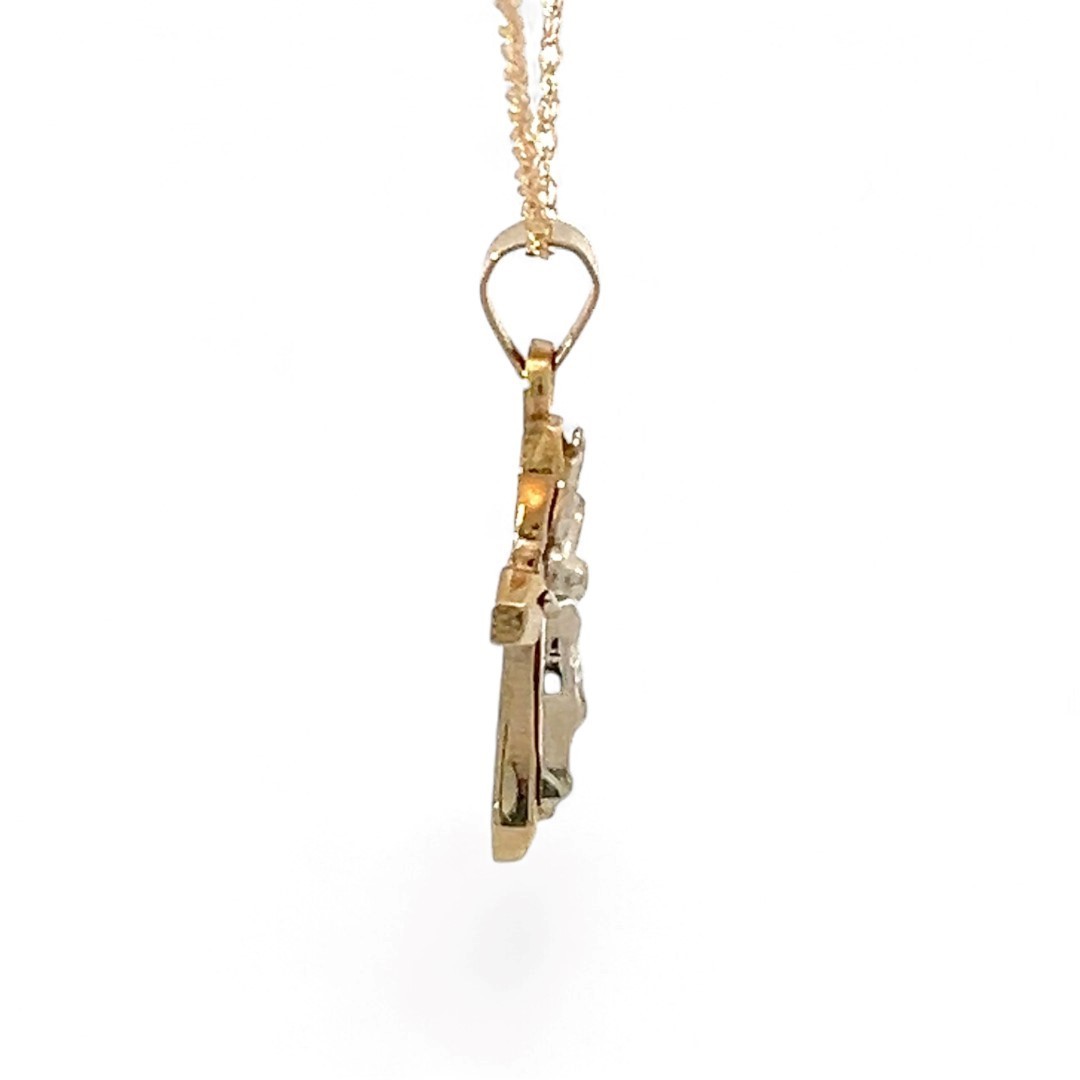 14k Yellow and White Gold 0.75in Crucifix Pendant with Chain 18in (KS1026865)