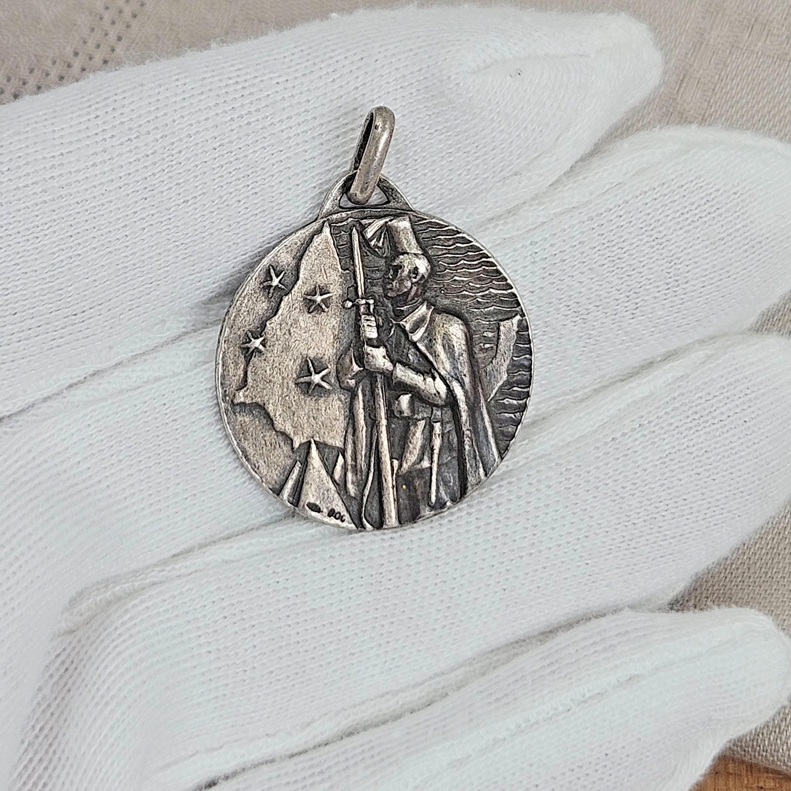 Vintage 800 Silver “VIII Battaglione Coloniale 1896-1939 XVII” Enamel Medallion