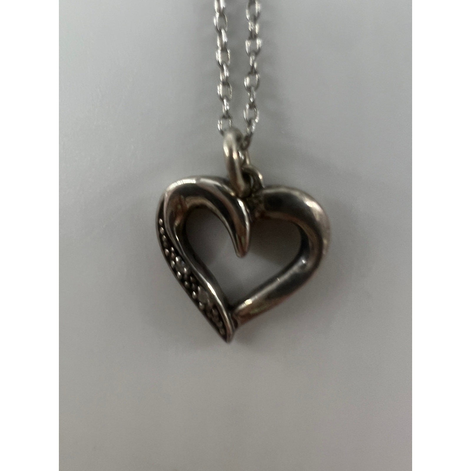 Sterling Silver Heart Necklace 925 18 Inch Gift Valentine Anniversary Gift