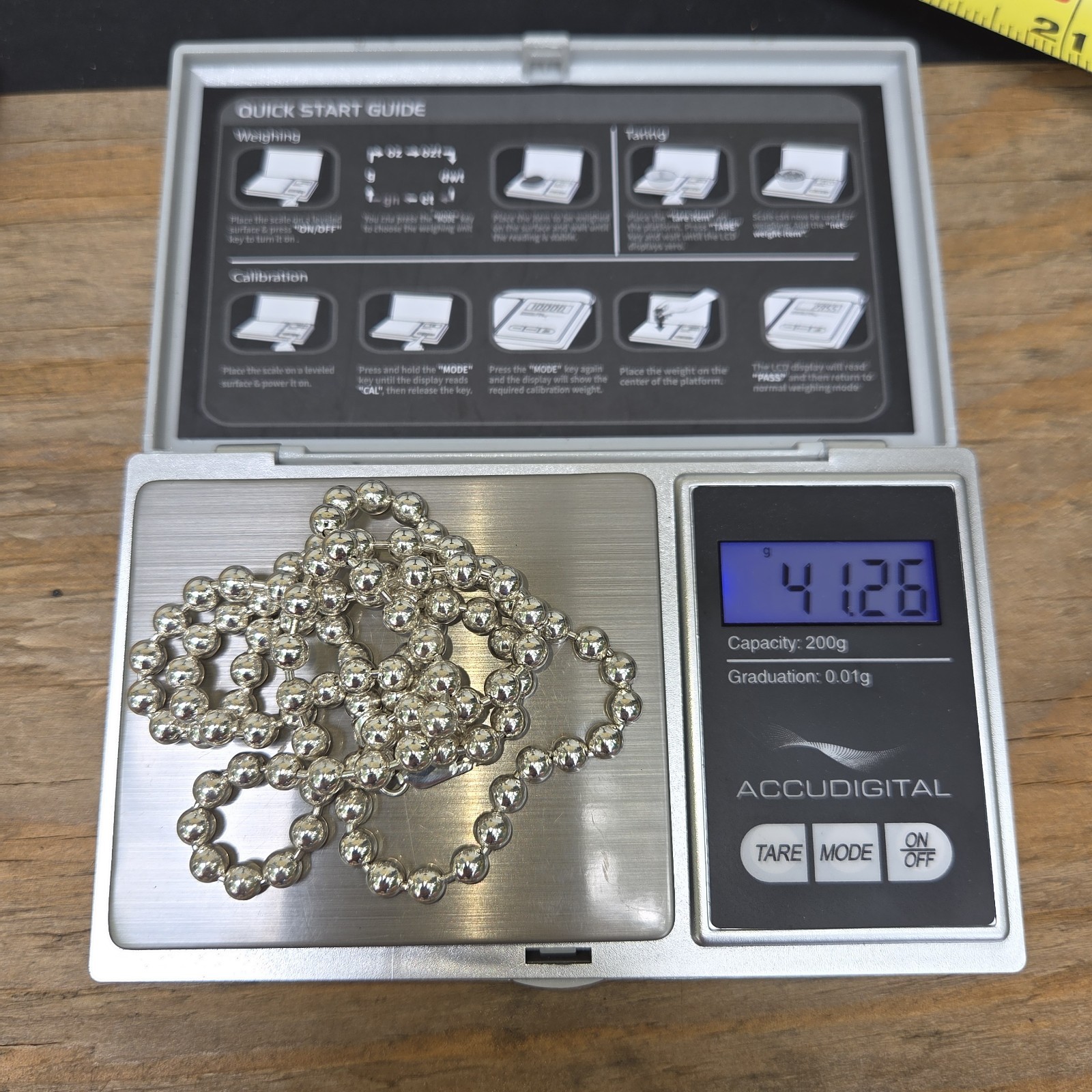 Sterling Silver Milor 3 mm Bead Ball Necklace ~ 28″
