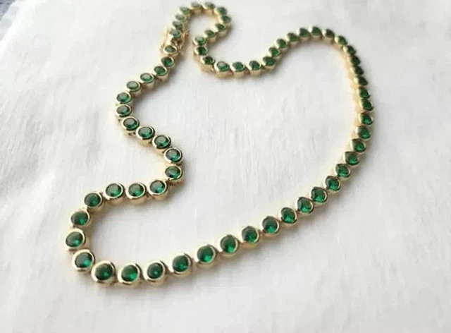 4MM Round Cut Lab Created Diamond Bezel Tennis Necklace 14k Yellow Gold Plated
