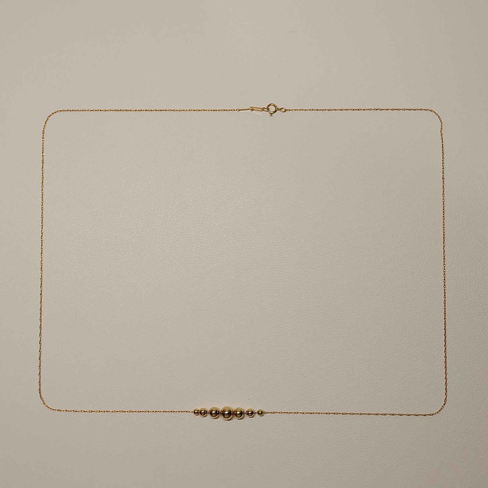 1.22g 14K Gold Beaded Station Necklace Minimalist Ball Chain Necklace 24.4 in