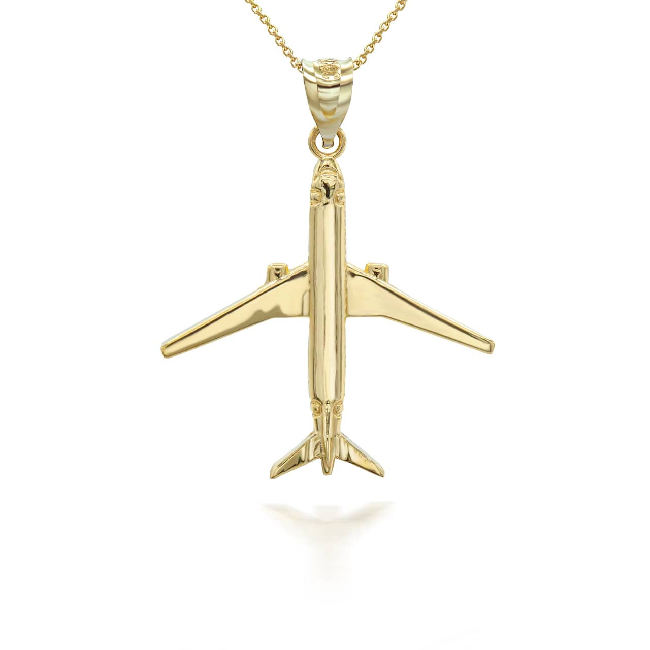 Gold Airplane Travel Charm Pendant Necklace (Available in Yellow/Rose/White)