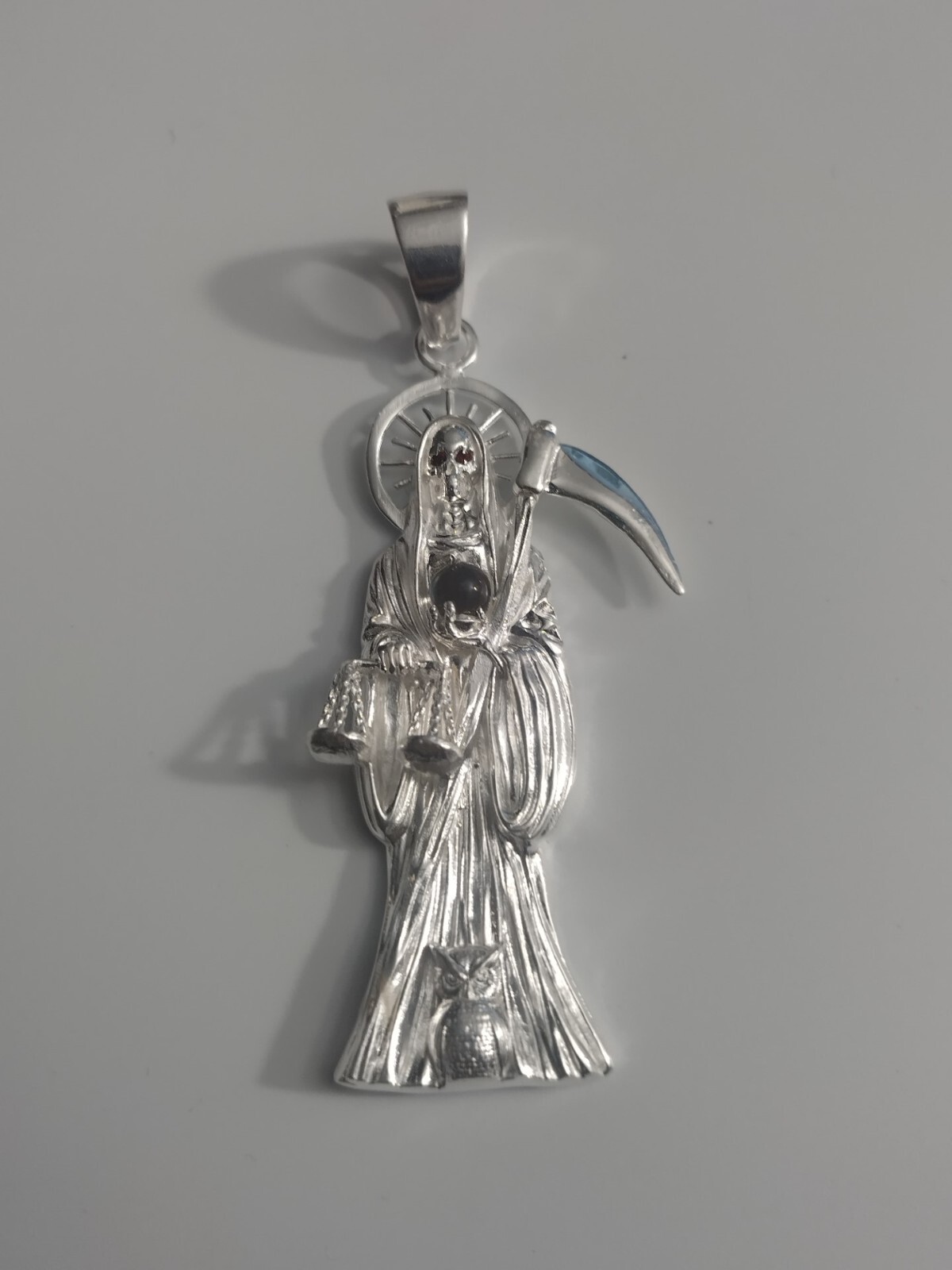 Sterling Silver Grim Reaper pendant Dije de la Santa Muerte Plata REAL 925 3.5″