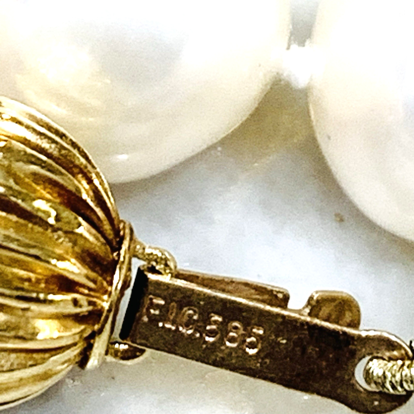 BIG Pearl Necklace 11mm 14k Yellow Gold 62.33gr White SouthSea style FIC 16” WOW