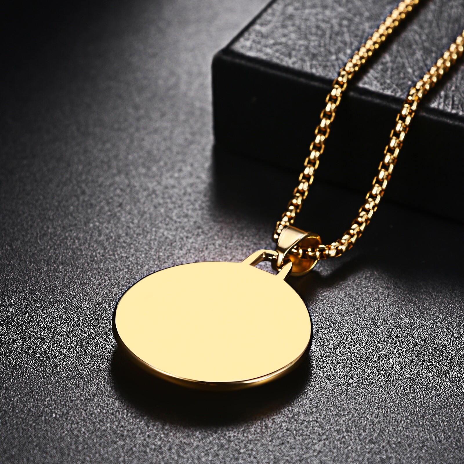 Round Shield Archangel Saint Michael Stainless Steel Medal Amulet Men’s Necklace