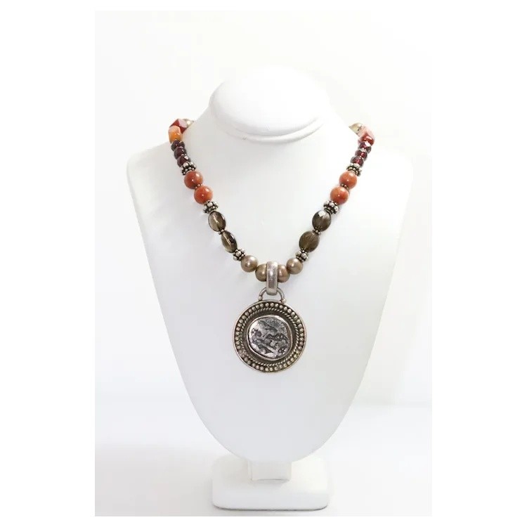 Vintage Sterling Silver Multi Gem Necklace