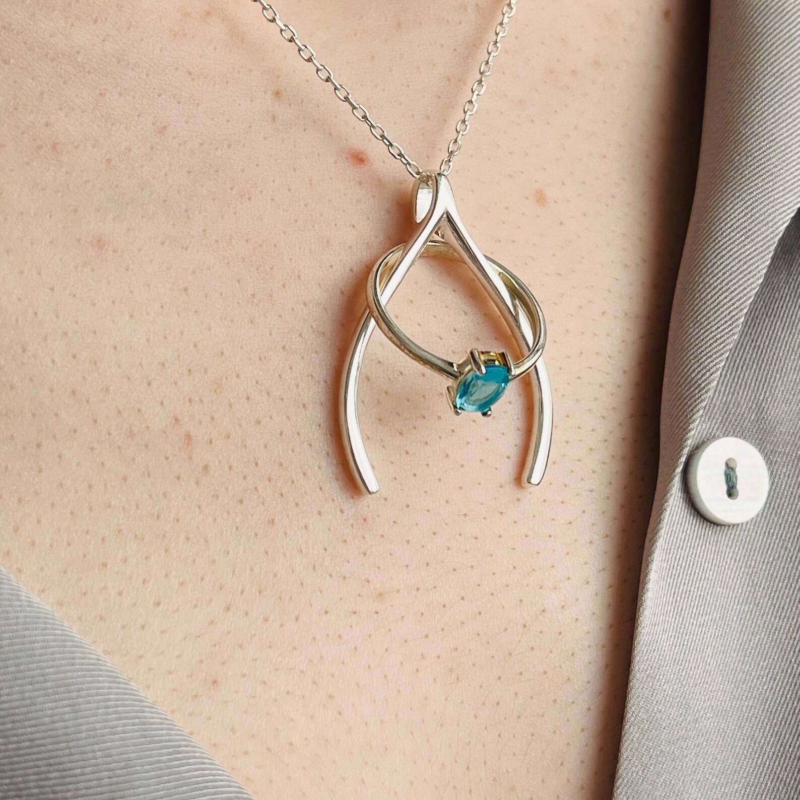 Gold Wishbone Pendant Necklace Minimalist Lucky Charm Necklace Delicate Chain