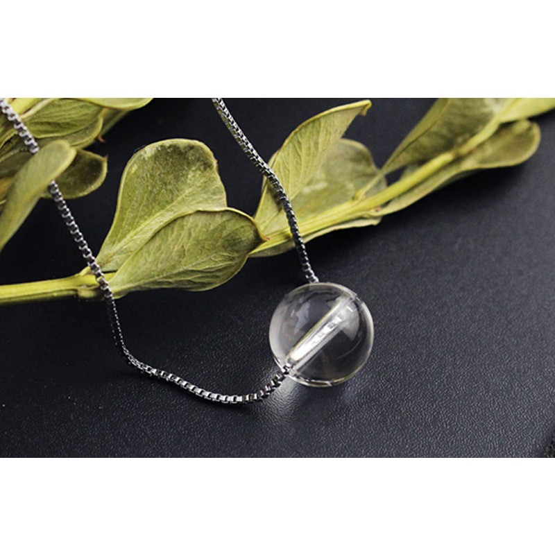 Women Natural Boho Summer Crystal Beaded Necklace Korean Style Minimalist Chain