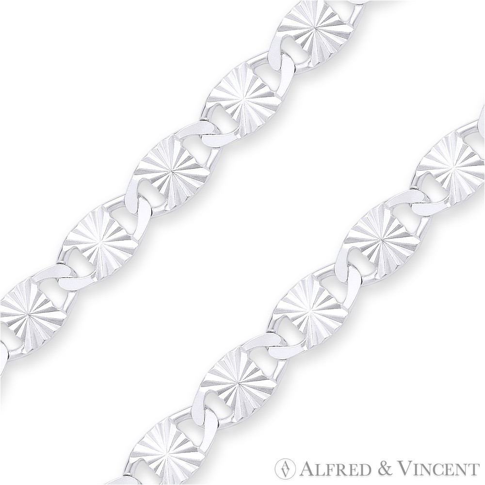 2.2mm Valentino Link Diamond-Cut Pave .925 Italy Sterling Silver Chain Necklace