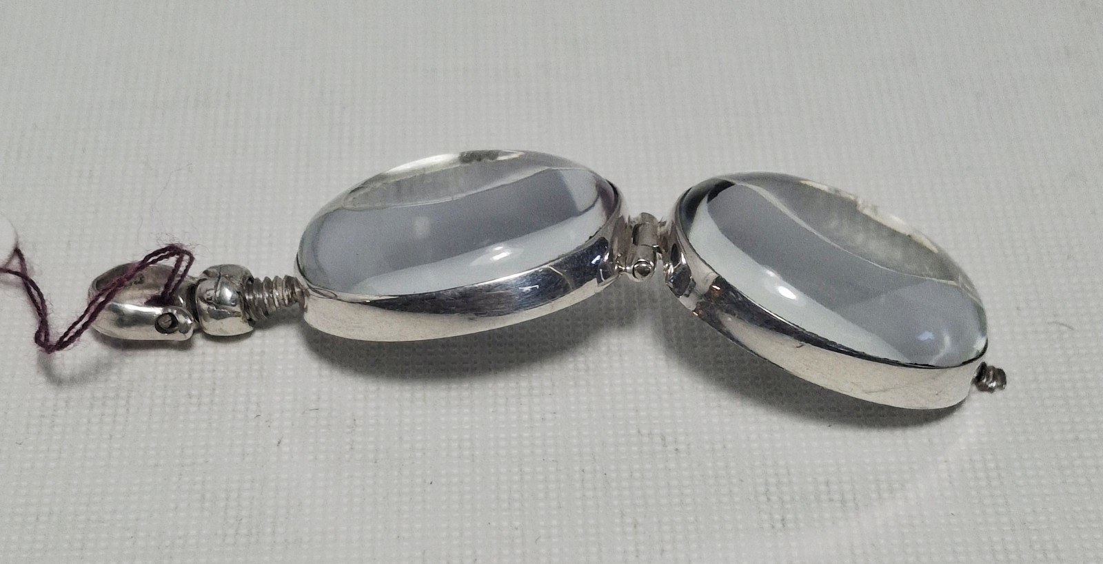 Clear Photo Locket Pendant Oval Clear Sterling Silver Holds 2 Photos